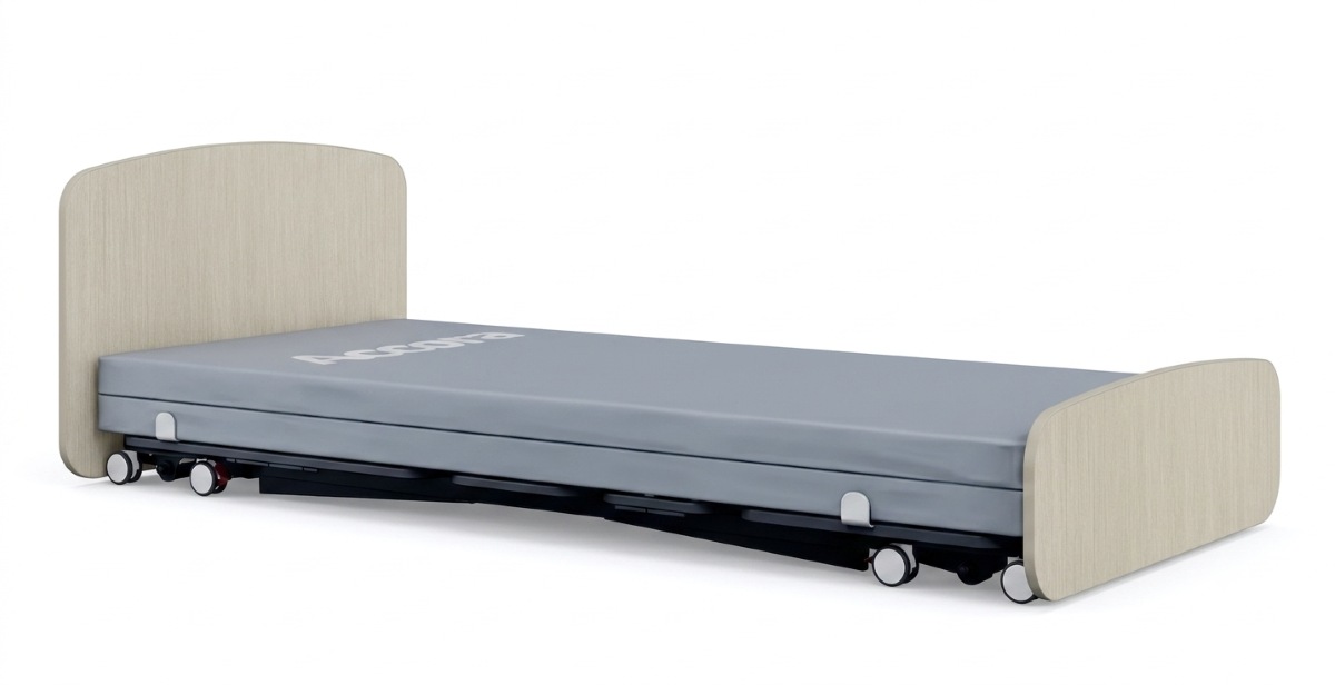 Accora Contesa floor bed lowered to floor level, shown without side panels