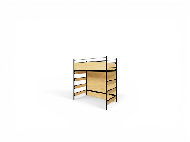 Fortis Steel Loft Bed with Laminate Accents — Twin